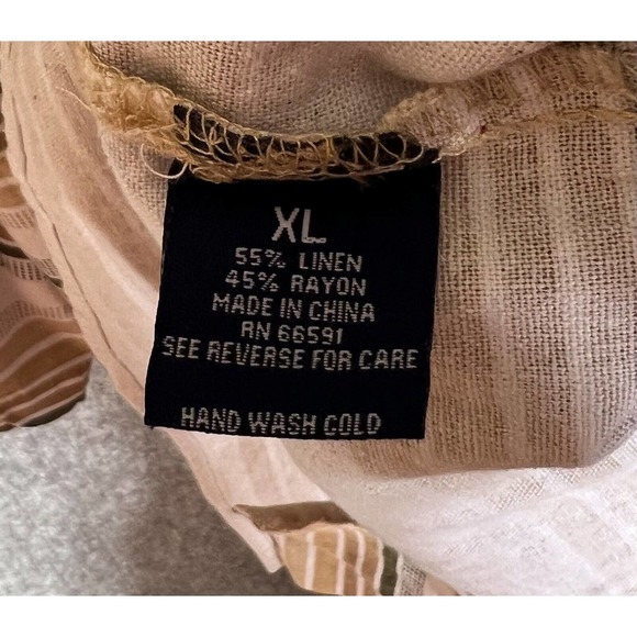 Trust Linen Rayon Short Sleeve Striped Button Up Shirt Mens Size XL Chest Pocket - Picture 4 of 6